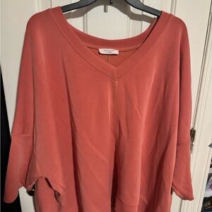 Cable & Gauge Orange V-Neck Relaxed Blouse